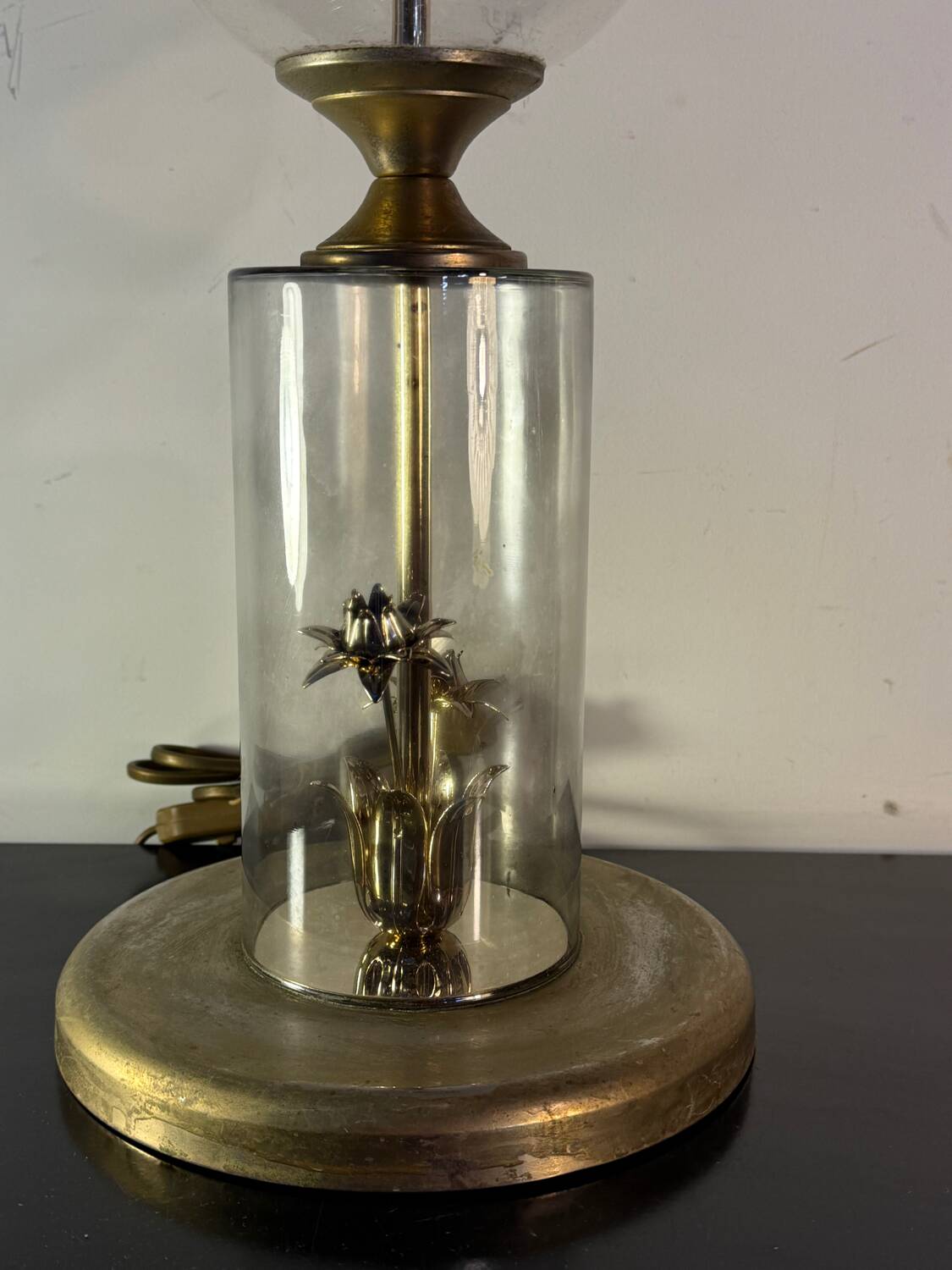 Lamp See Delmas glass and brass, vintage design