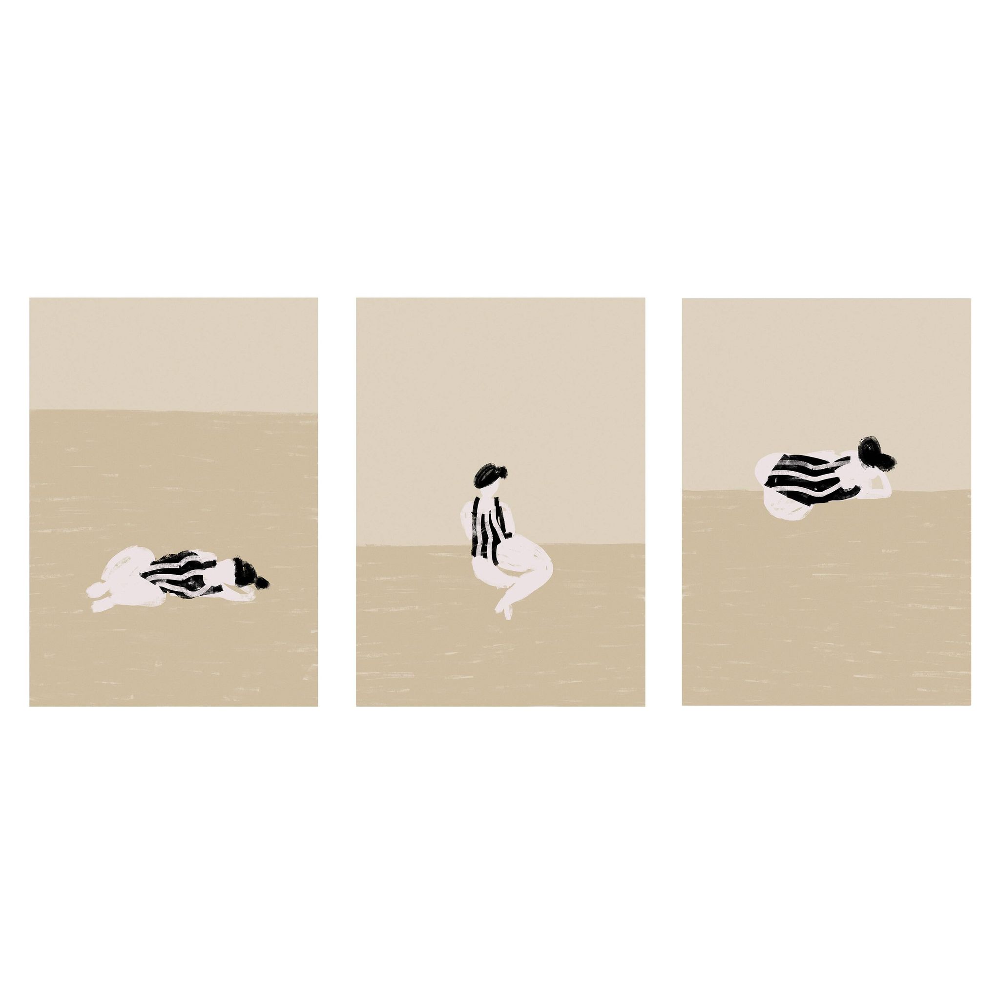 Set of 3 figure giclee prints