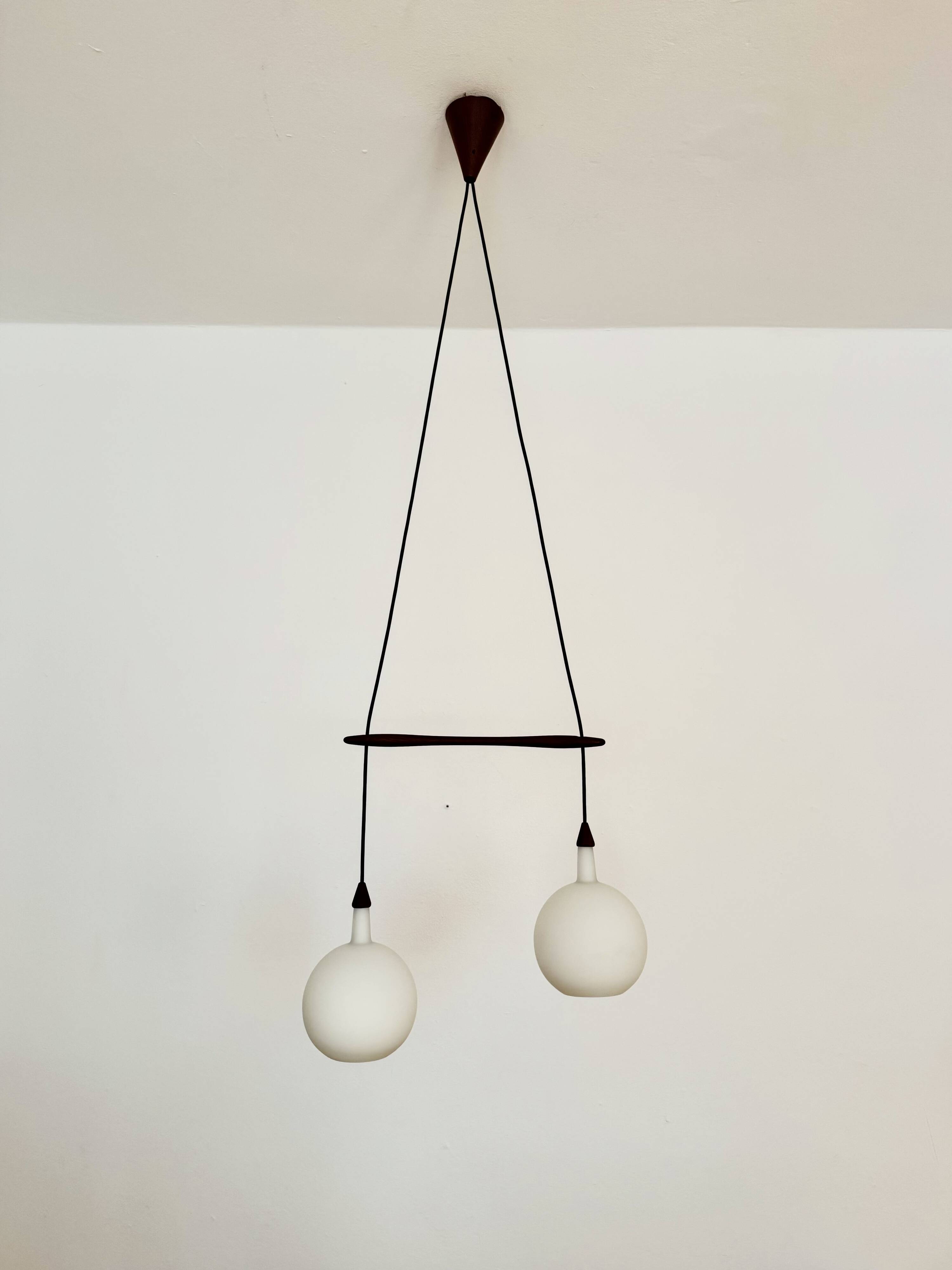 Danish Opaline and Teak Cascading Lamp by Nordisk Solar