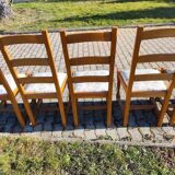 Set of 6 wooden chairs with floral fabric