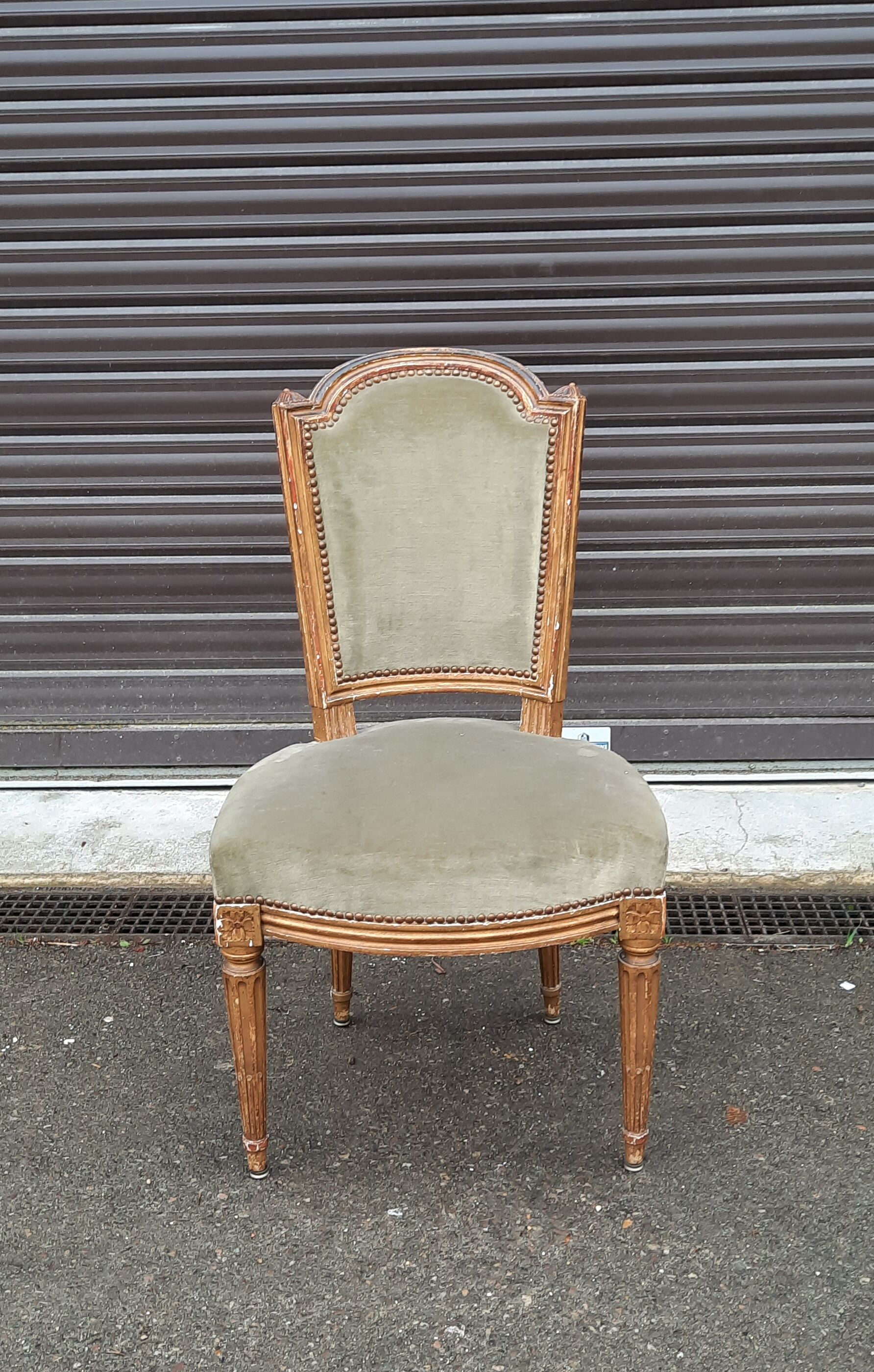 Salon de style Louis XVI en bois doré et velours
