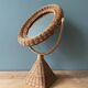 Vintage rattan table psyche mirror