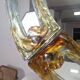 Venetian round mirror in amber murano glass by Mazzega 1960s