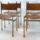 Set of 4 Brass and Leather Chairs by Luciano Frigerio, Italy, 1970s