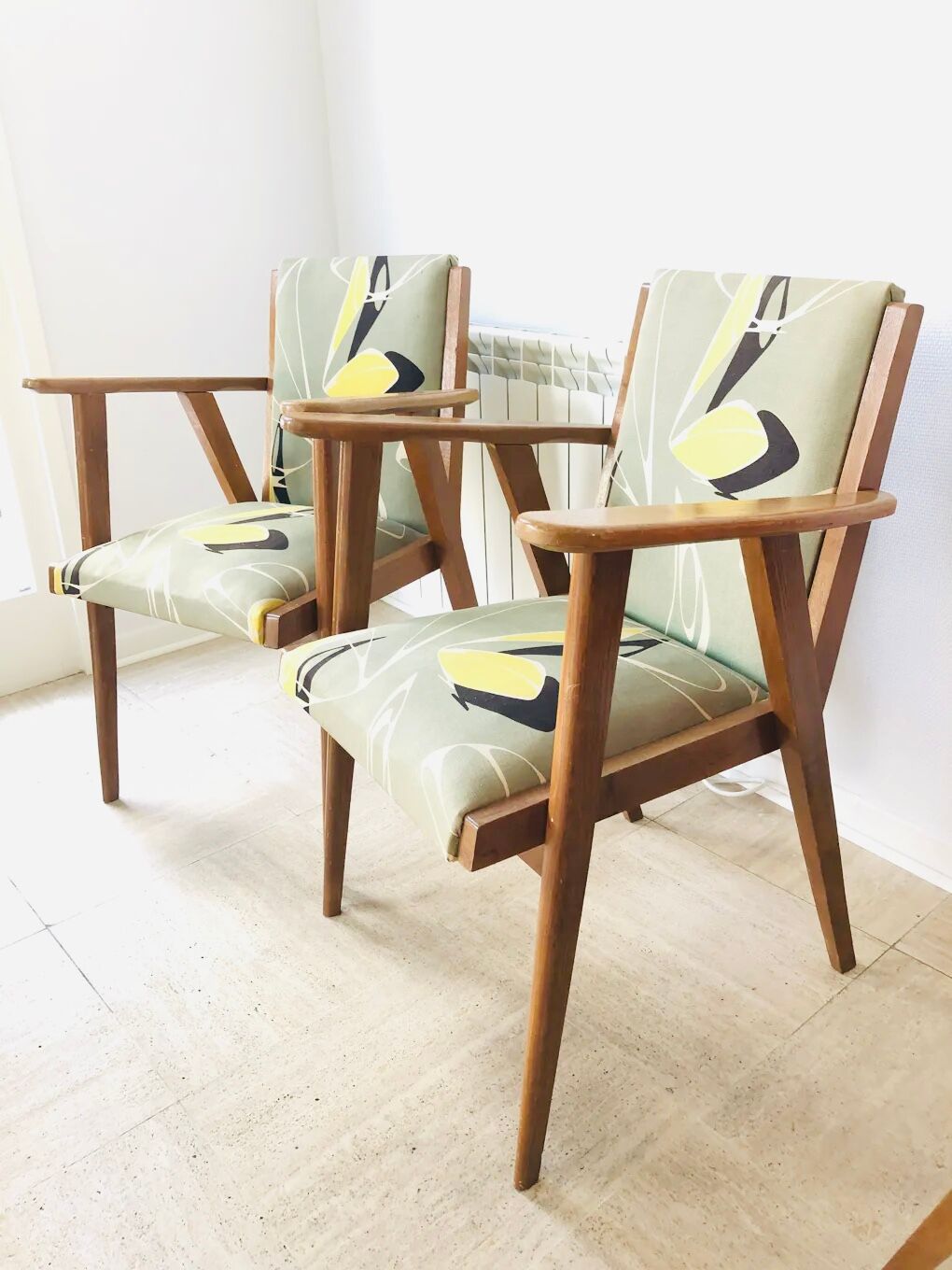 Pair of vintage bridge armchairs, 1950