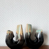 Double vintage ceramic bookend vases