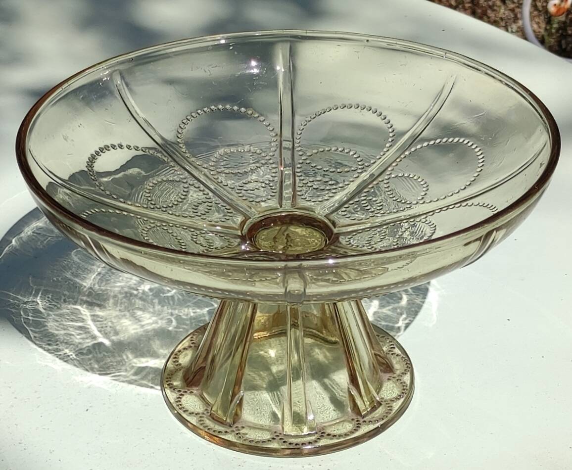 Old fruit bowl and smoked glass compotier