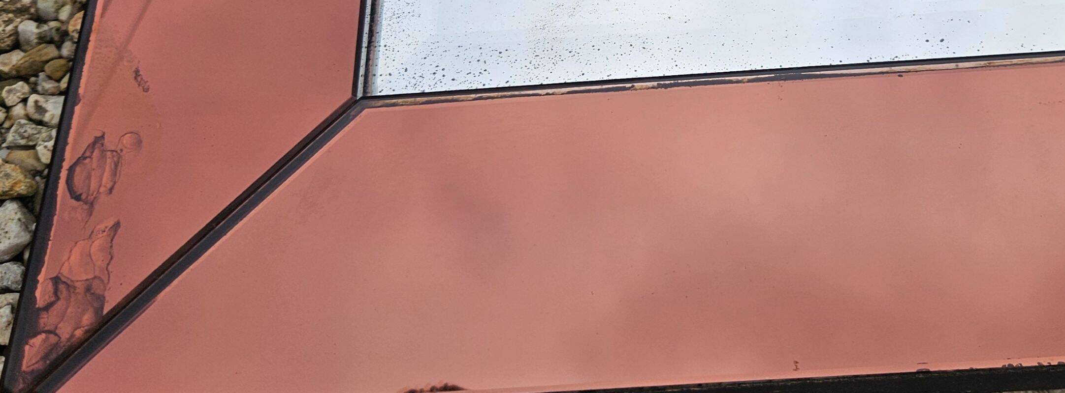 Amber-Colored Mirror with Visor, Jacques Adnet Style, Circa 1950