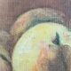 Antique original still life oil painting, fruit kitchen art