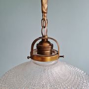 Art Deco pendant light in fluted transparent glass, 1920s-30s.