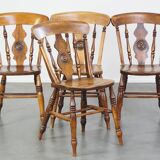 Ensemble de 4 chaises de salle à manger anglaises anciennes du milieu du 19e siècle
