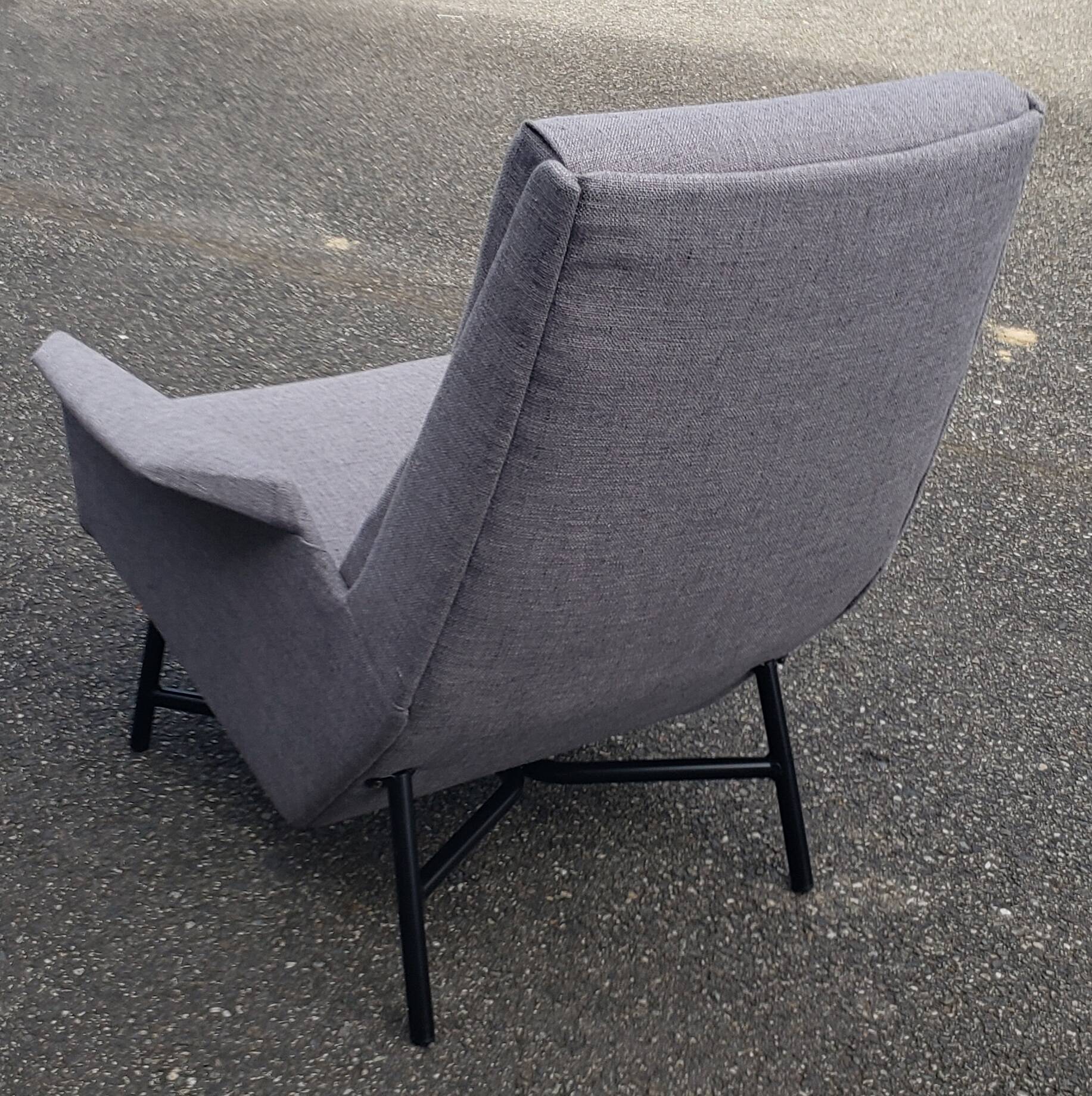 Pair of Guy Besnard armchairs, France 1960, new fabric