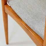 Vintage Scandinavian Armchair  fabric wool gray fully refurbished 1970