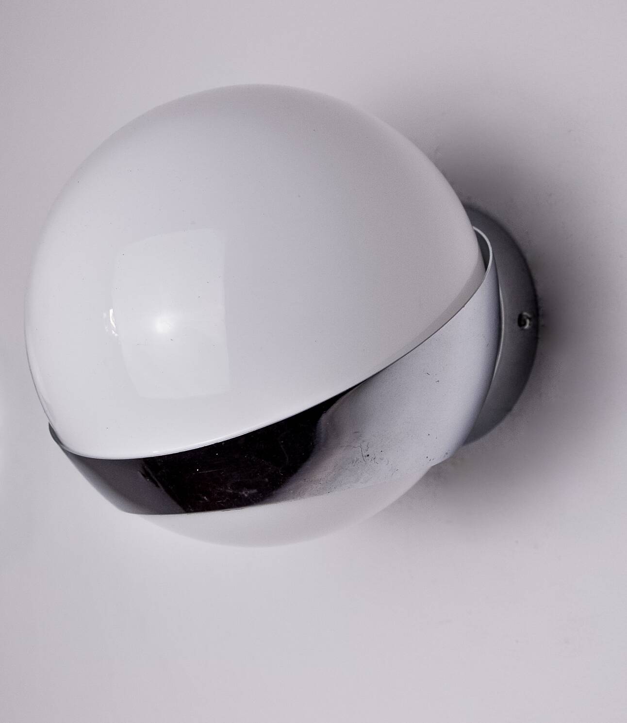 SPACE-AGE WALL LIGHT BY MARCA SL, WHITE OPALINE, SPAIN,