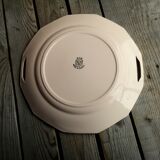 Ancient dish with anses in rose ceramics signed saint-amand