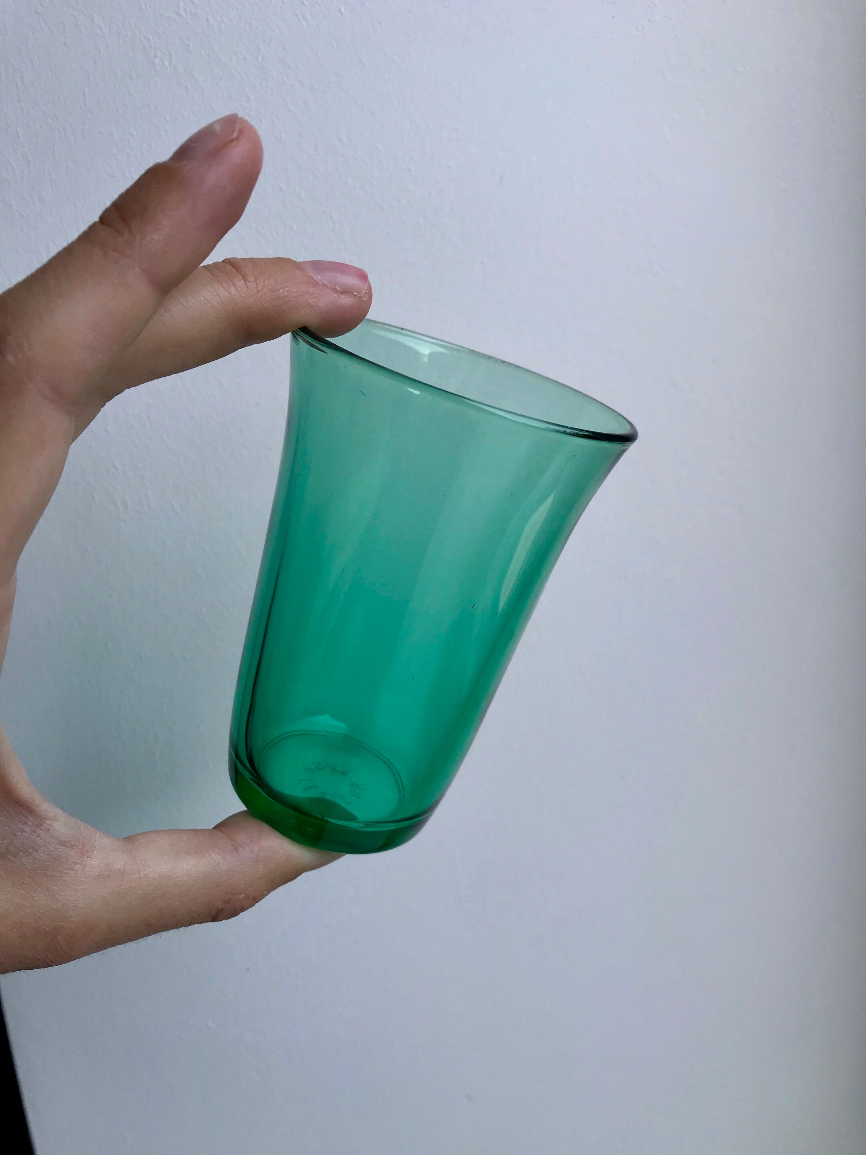Set of 4 green water glasses 70s