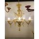 Venetian transparent and amber glass chandelier with flowers