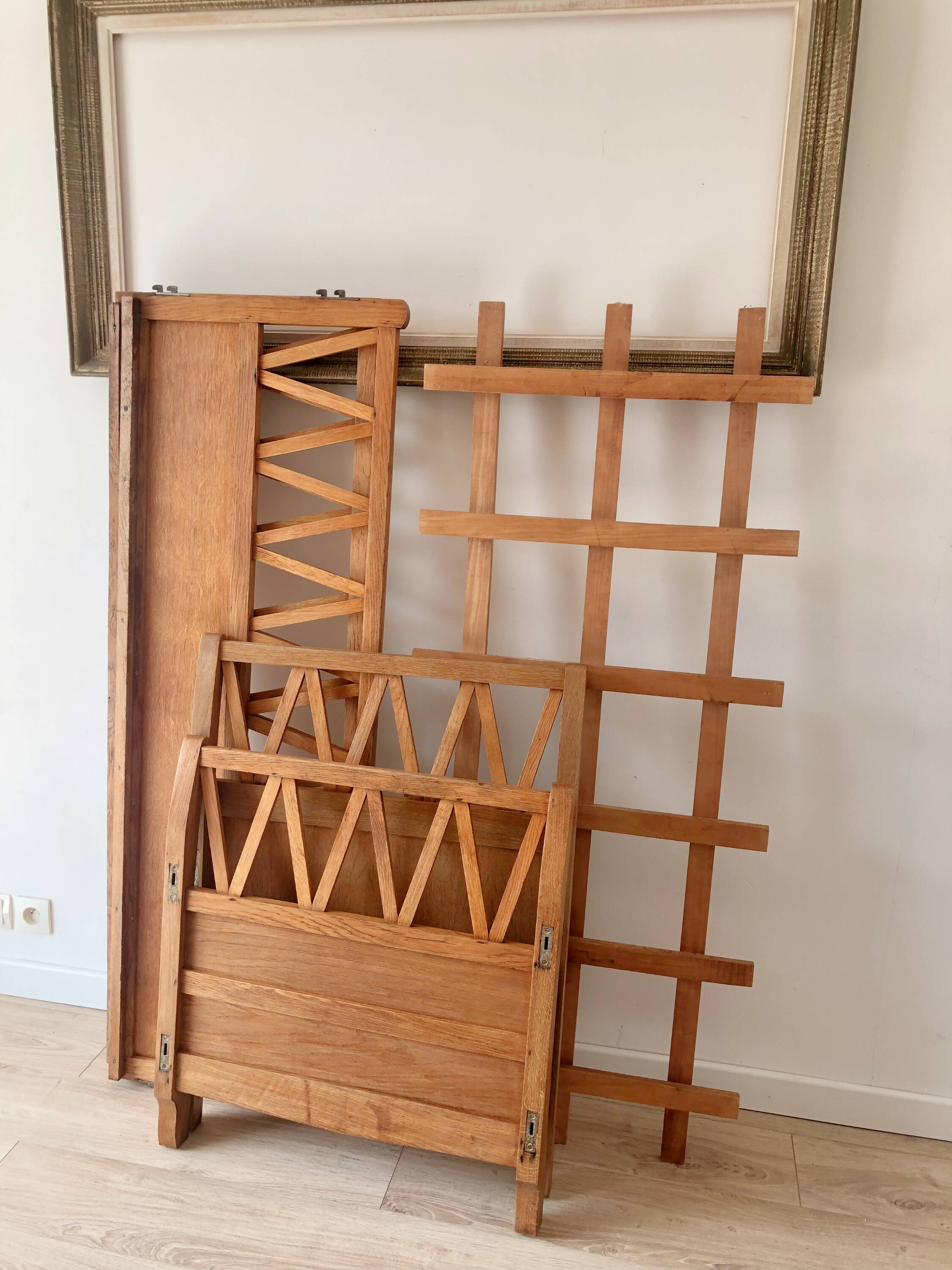 Vintage solid beech baby bed
