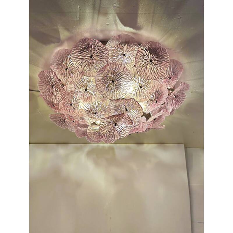 Contemporary Ametista Floral Glass Flush Mount