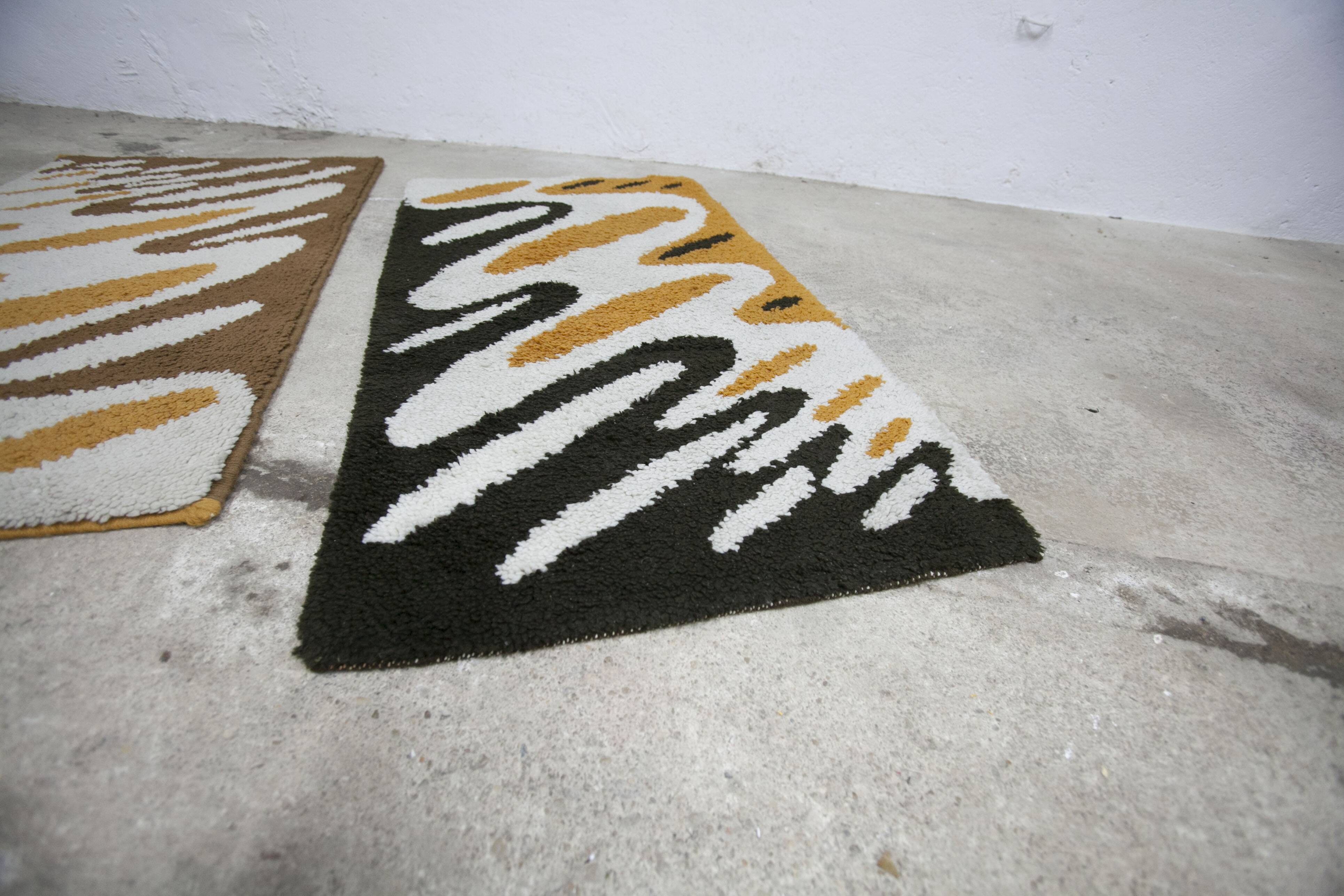 Pair of handmade 1970s wool bedspreads