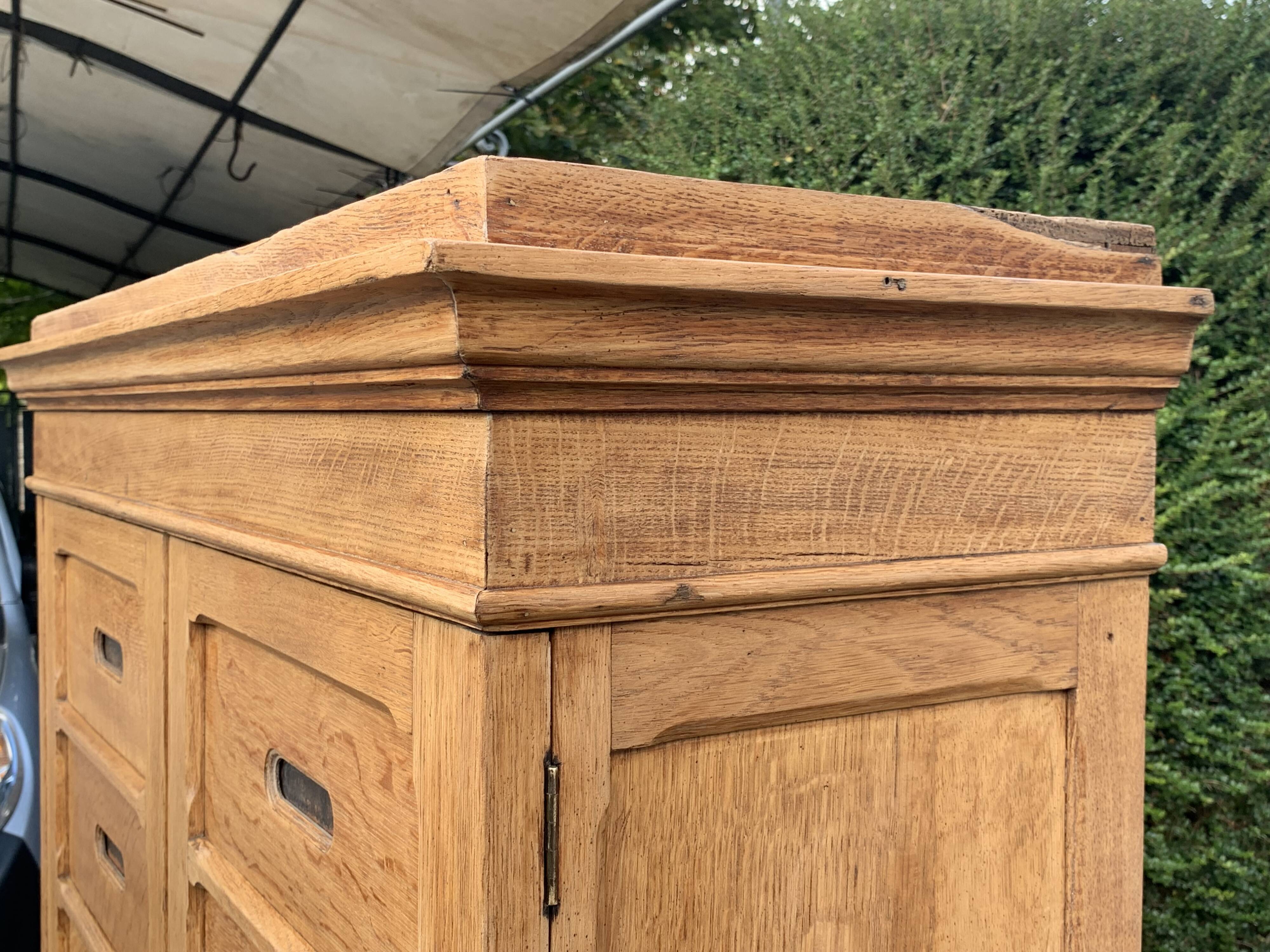 Solid raw oak notary cabinet, 1920