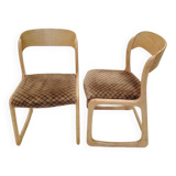 Pair of "Sled" chairs by Baumann in bent beech - Design 1960