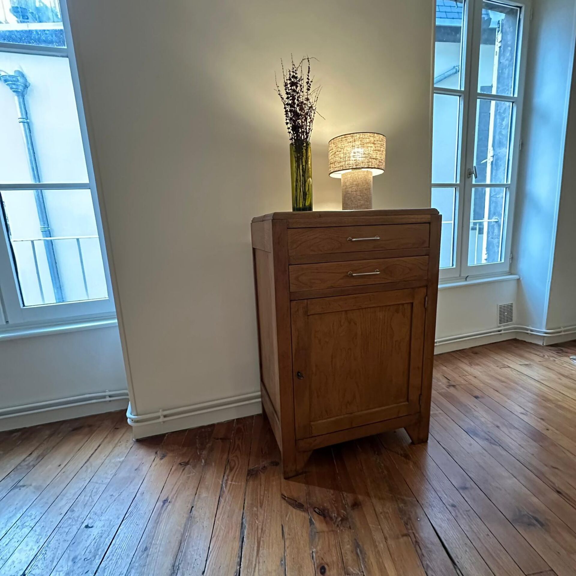 Small honey-coloured wooden buffet