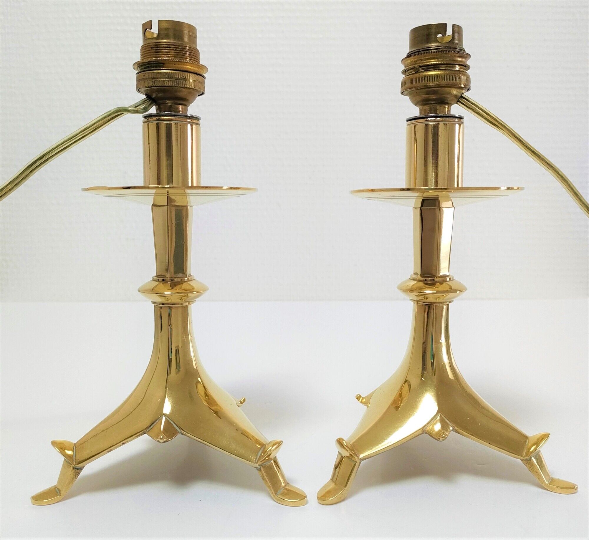 Pair of tripod lamps gilded bronze fondeur Poussielgue-Rusand