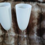 4 white champagne flutes