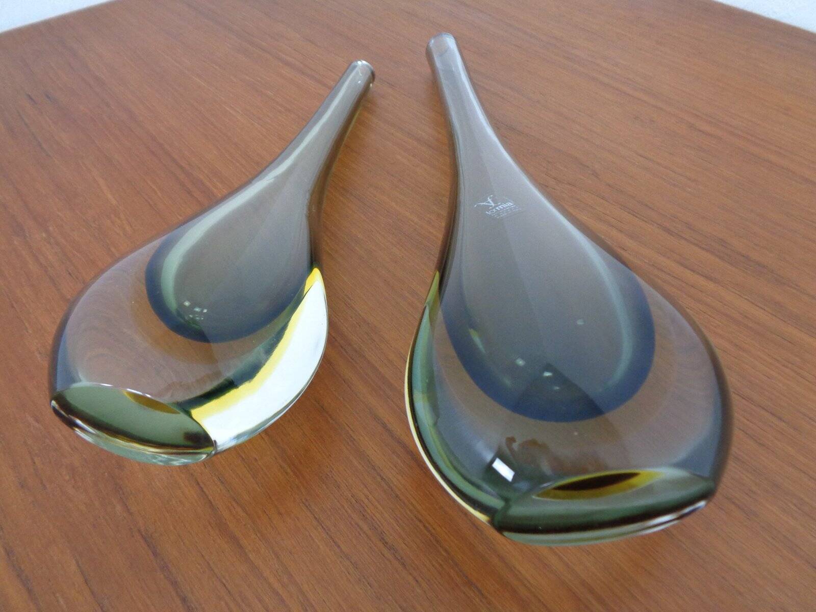 Murano Formia Glass Vases by Giuliani Mian for Fornace Mian, 1980s, Set of 2