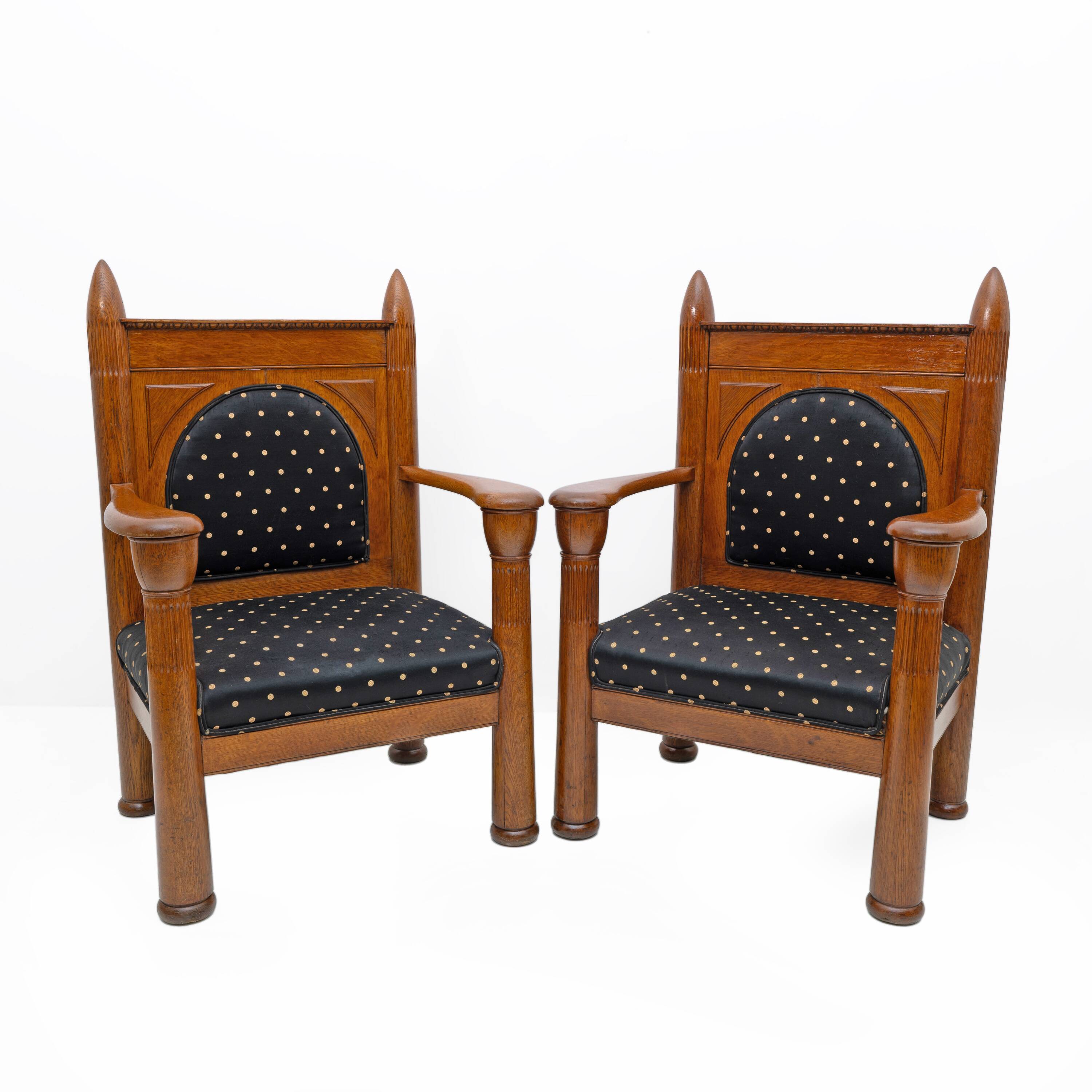 Oak Art Deco Amsterdam School Armchairs 1920s