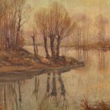 Great Landscape Painting Signed A. Corradi From The 20th Century