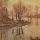 Grand tableau de paysage signé A. Corradi du XXe siècle