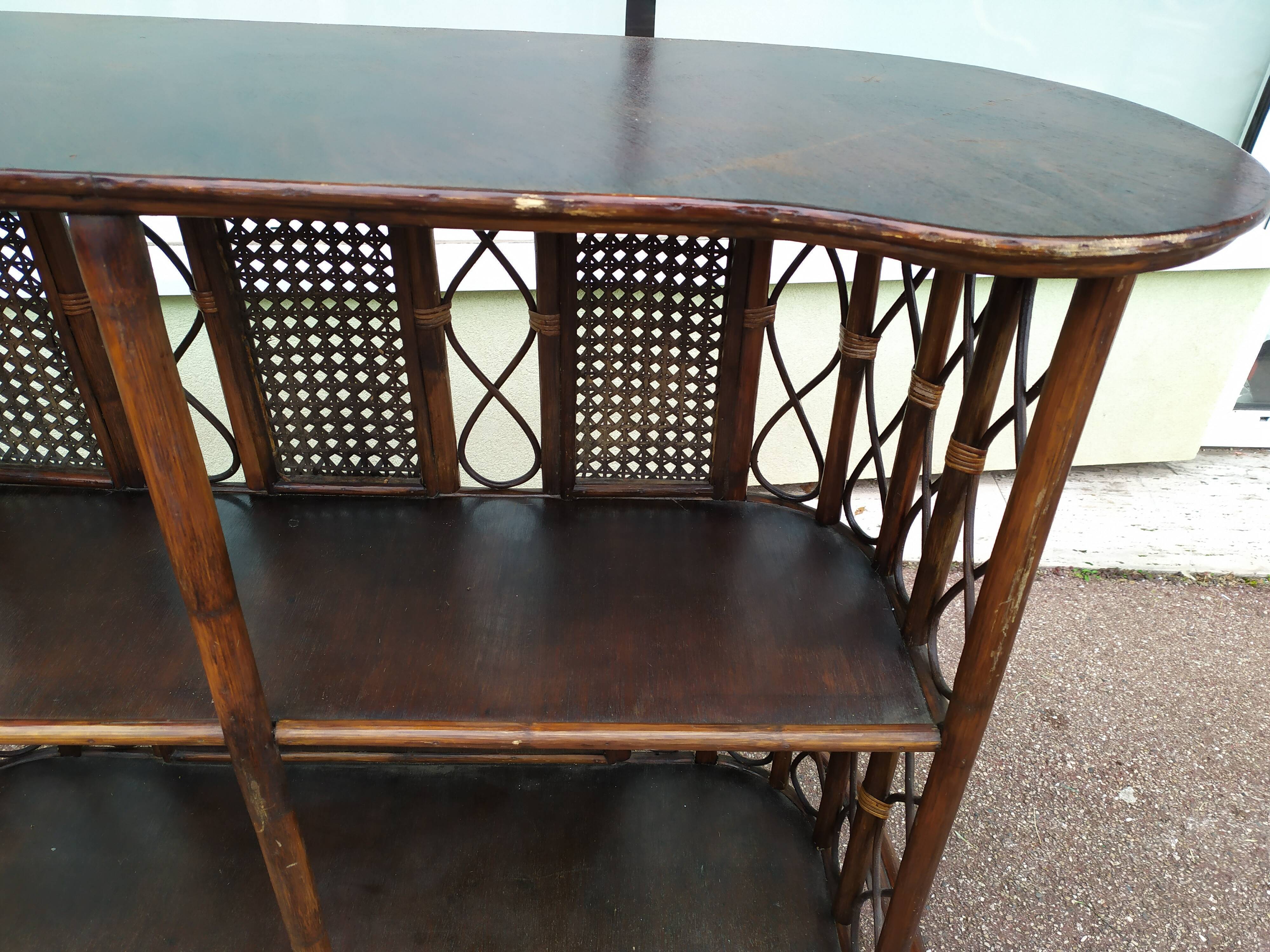Set Bar + 2 rattan stool bamboo cannage