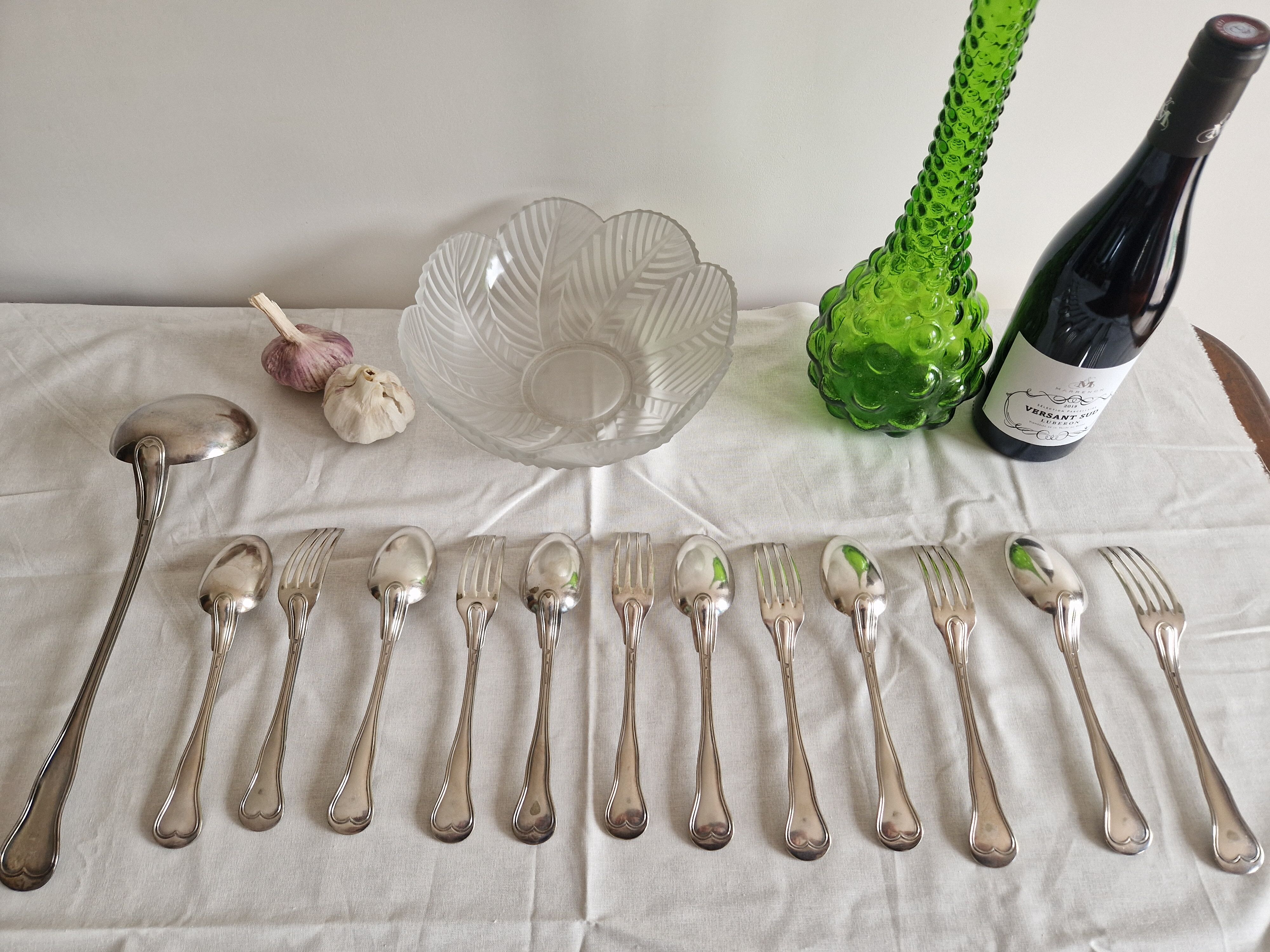 Cutlery set of 13 pieces in silver metal by Christofle