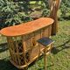 rattan counter and 2 vintage stools from the 1960s