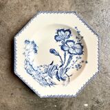 Octagonal hollow plate in white and blue iron earth, "Indiana" service
