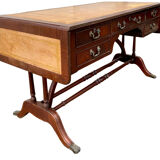 English mahogany double-sided desk with extension.