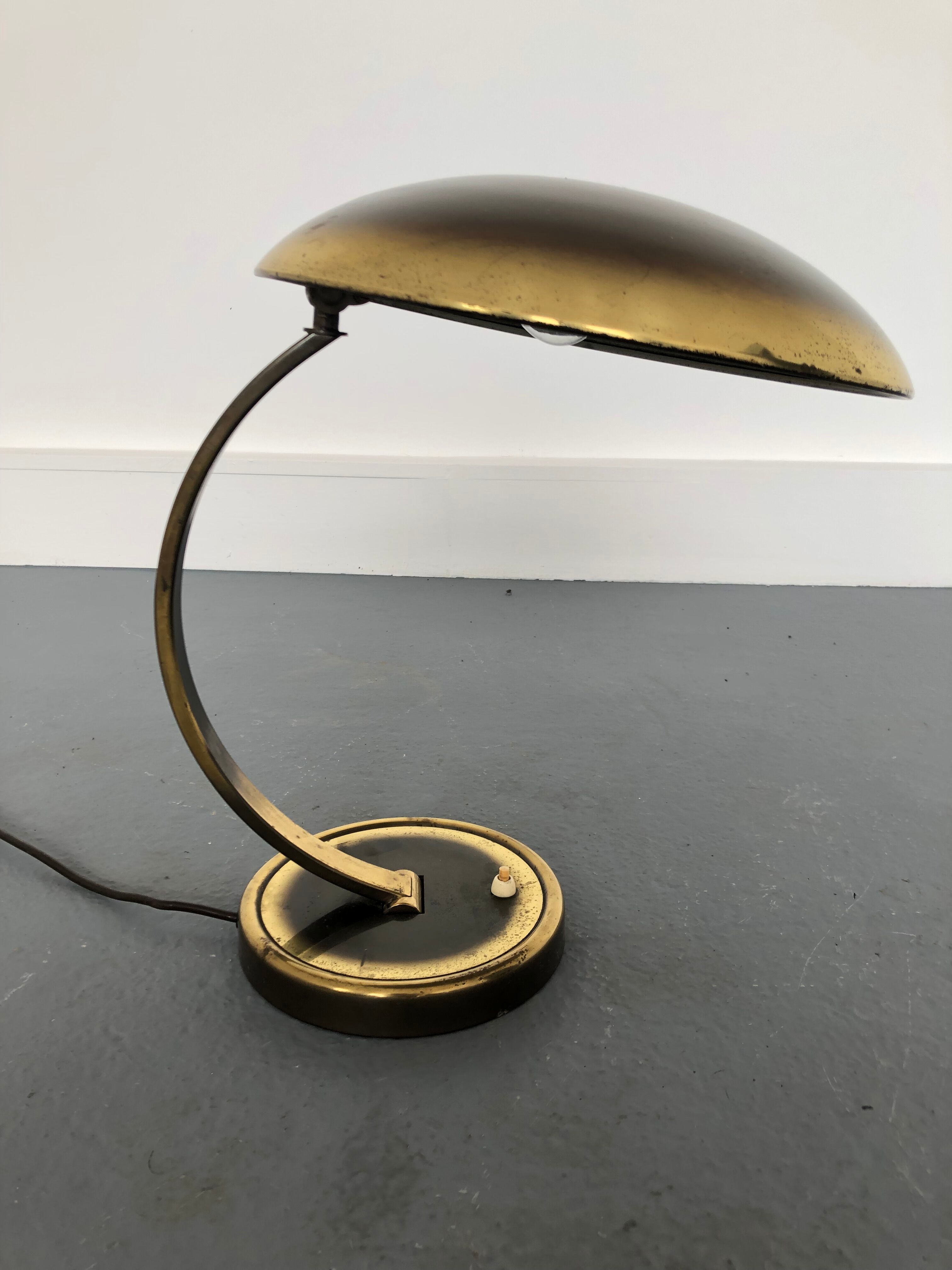 Brass bauhaus desk lamp 6751 by christian dell for kaiser leuchten, 1930s
