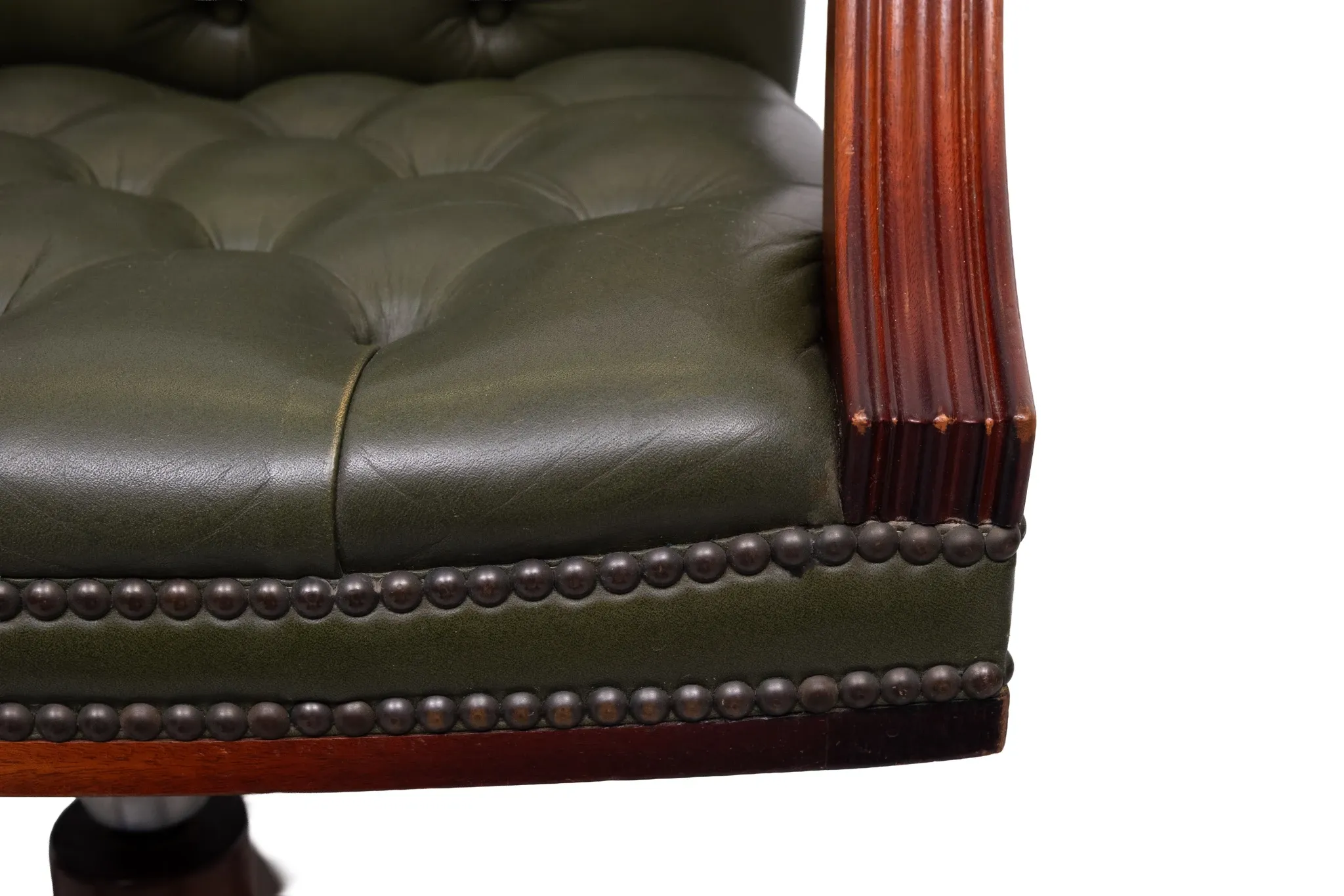 Chesterfield Green tufted Leather desk chair by Wade England 1960s