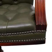Chesterfield Green tufted Leather desk chair by Wade England 1960s