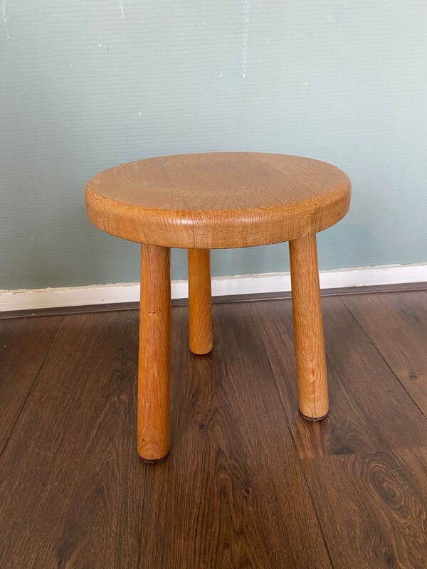 Table d'appoint moderne du milieu du siècle ou tabouret en chêne, années 1960