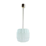 Midcentury Ceiling Pendant In White Glass And Brass, Czechoslovakia 1960s