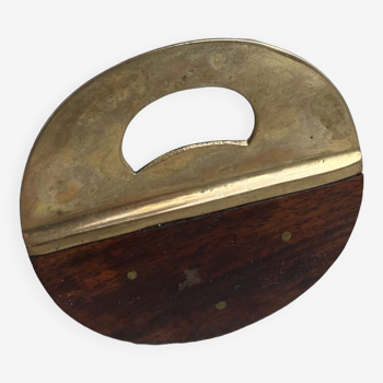 Brass and wood bottle opener