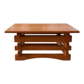 Table basse brutaliste en orme  – années 70