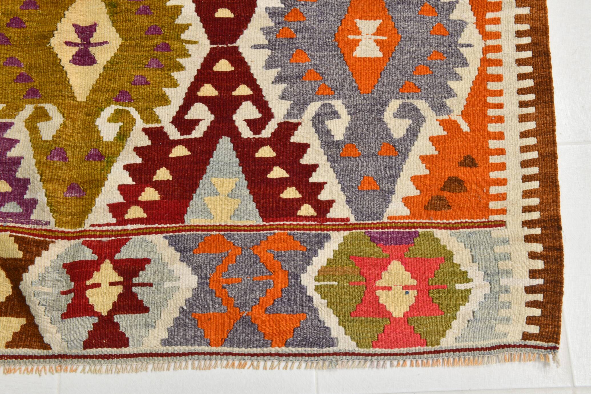 5x8 Geometric Handmade Wool Persian Kilim Rug, 171x260Cm