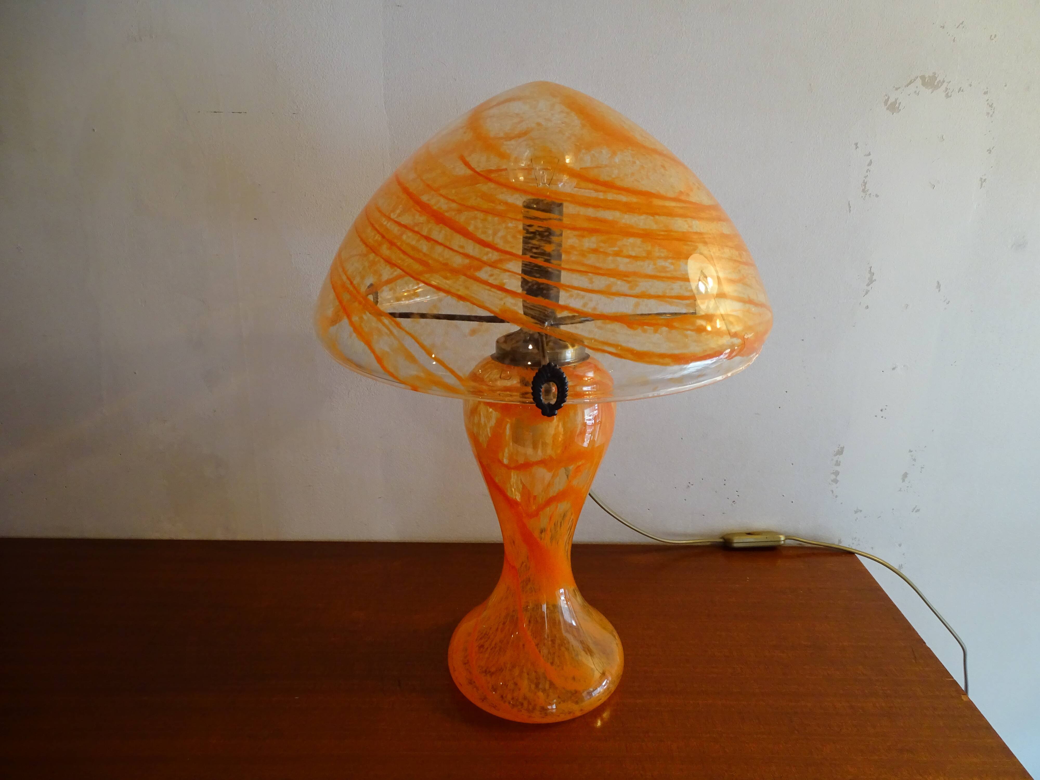 Blown glass mushroom lamp