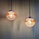 Pair of Space Age pendant lights in blown bubble Murano glass, 1970.