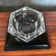 Old Val St Lambert Crystal Ashtray + Le Tanneur Leather Holder + Box