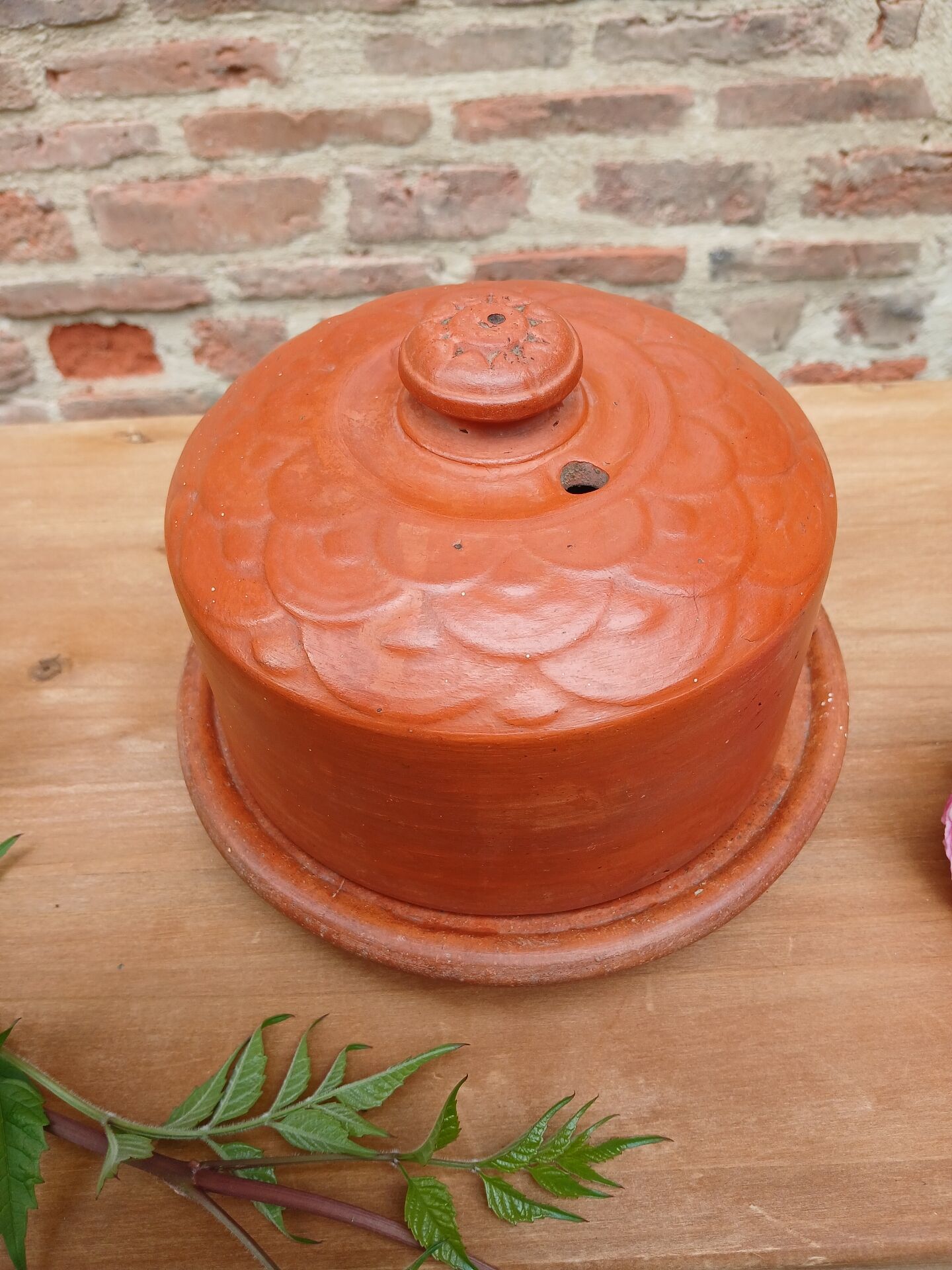 Antique earthenware butter dish